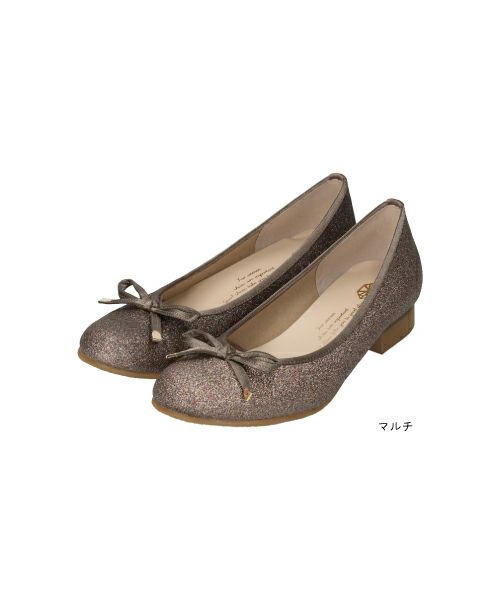 kurum シルバー グリッターフラットシューズ 26 レディース