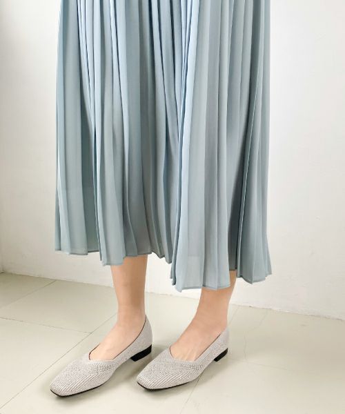 ビジュー付きニットフラットシューズ SE241617