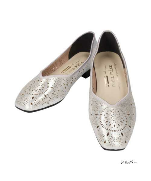 カットワークメタフラットシューズSE251626